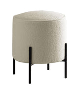 Basye Round Upholstered Ottoman Beige/Matte Black from Coaster - Luna Furniture