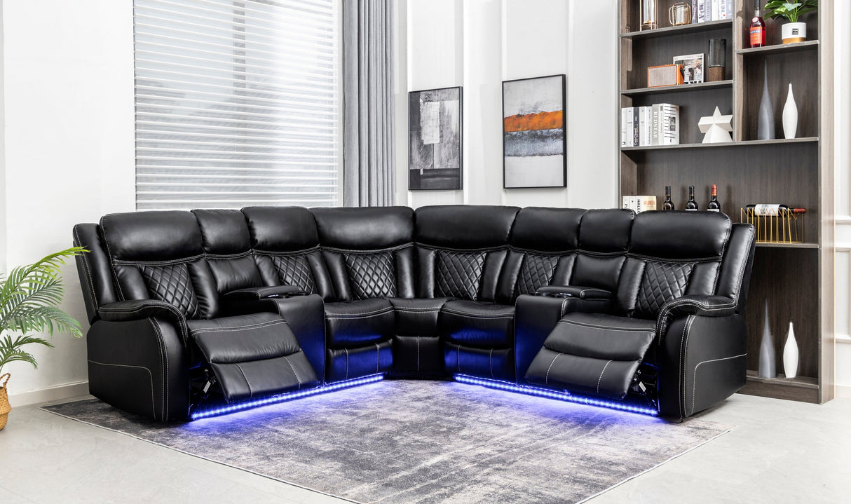 Batman Black Power Reclining Sectional - Batman Black - Luna Furniture