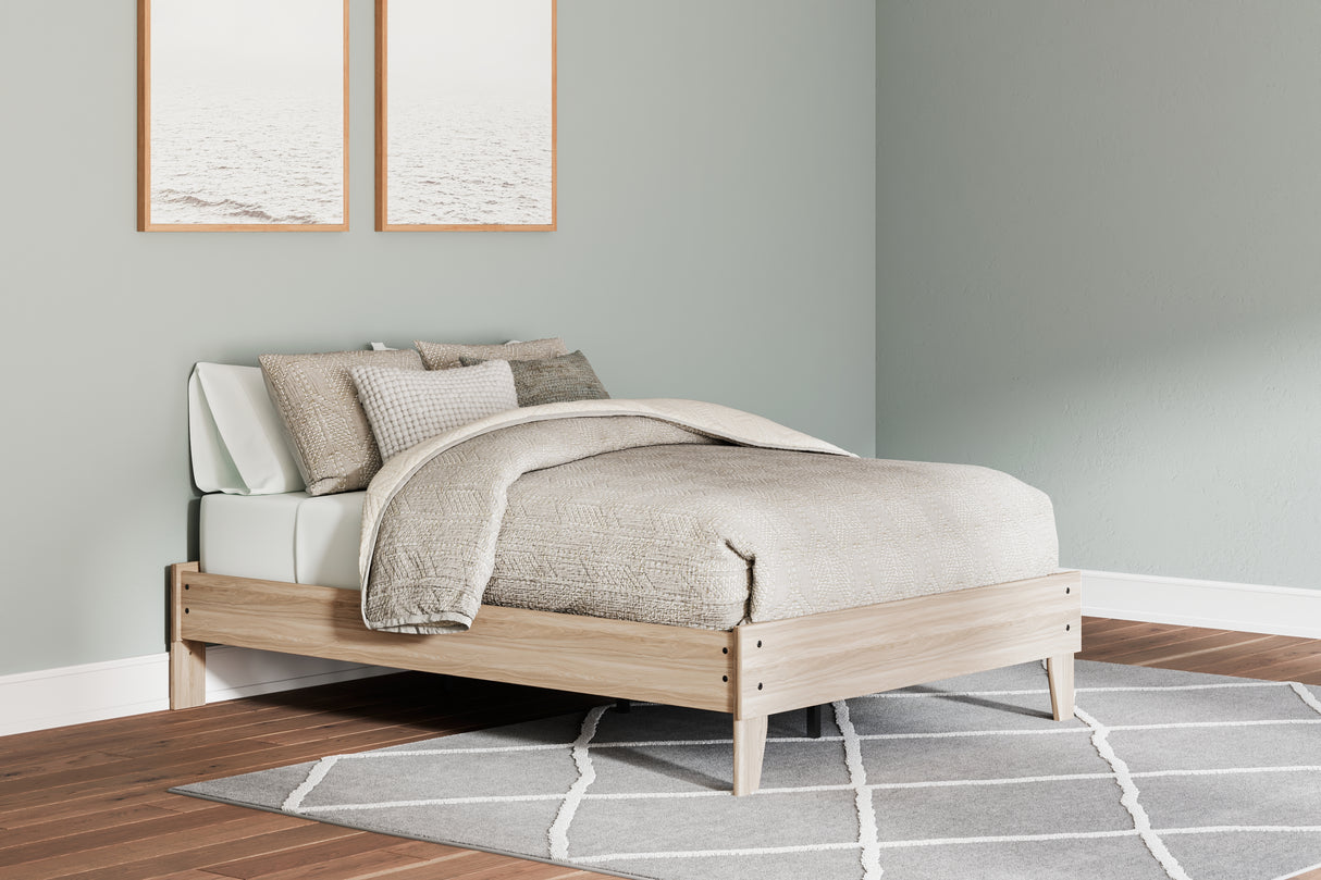 Battelle Tan Queen Platform Bed from Ashley - Luna Furniture