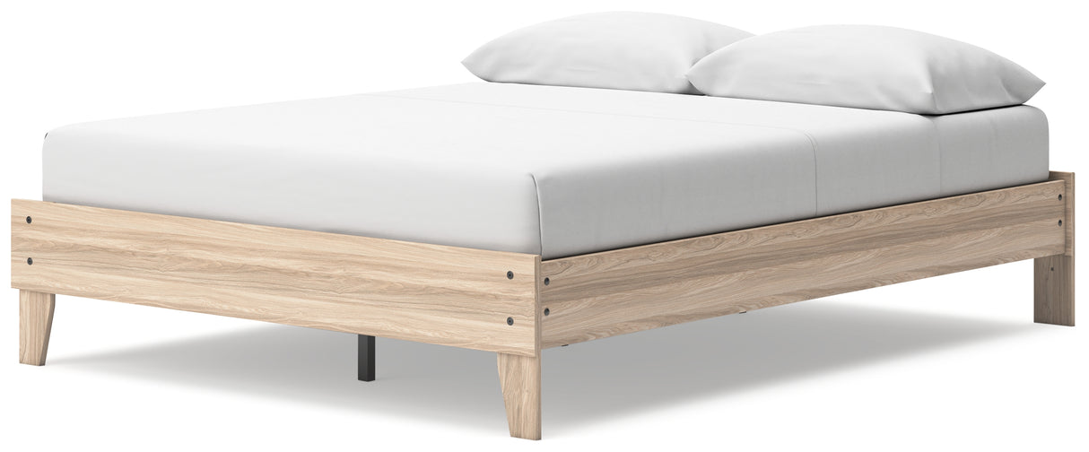 Battelle Tan Queen Platform Bed from Ashley - Luna Furniture