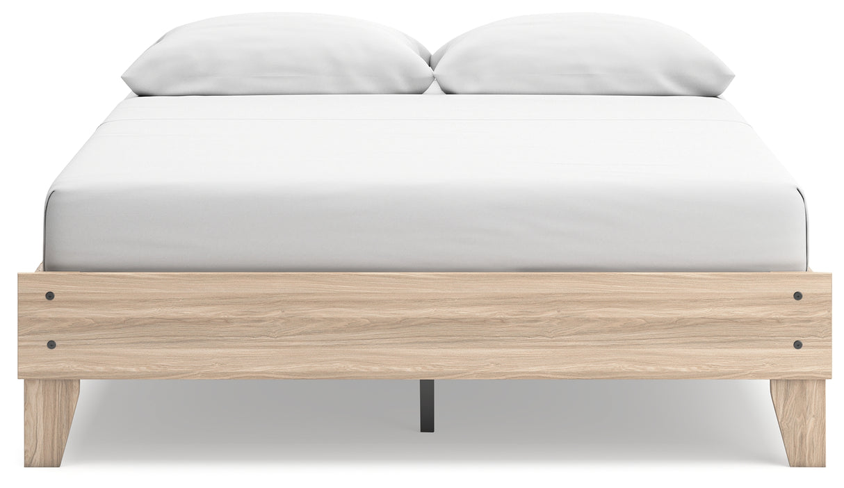 Battelle Tan Queen Platform Bed from Ashley - Luna Furniture