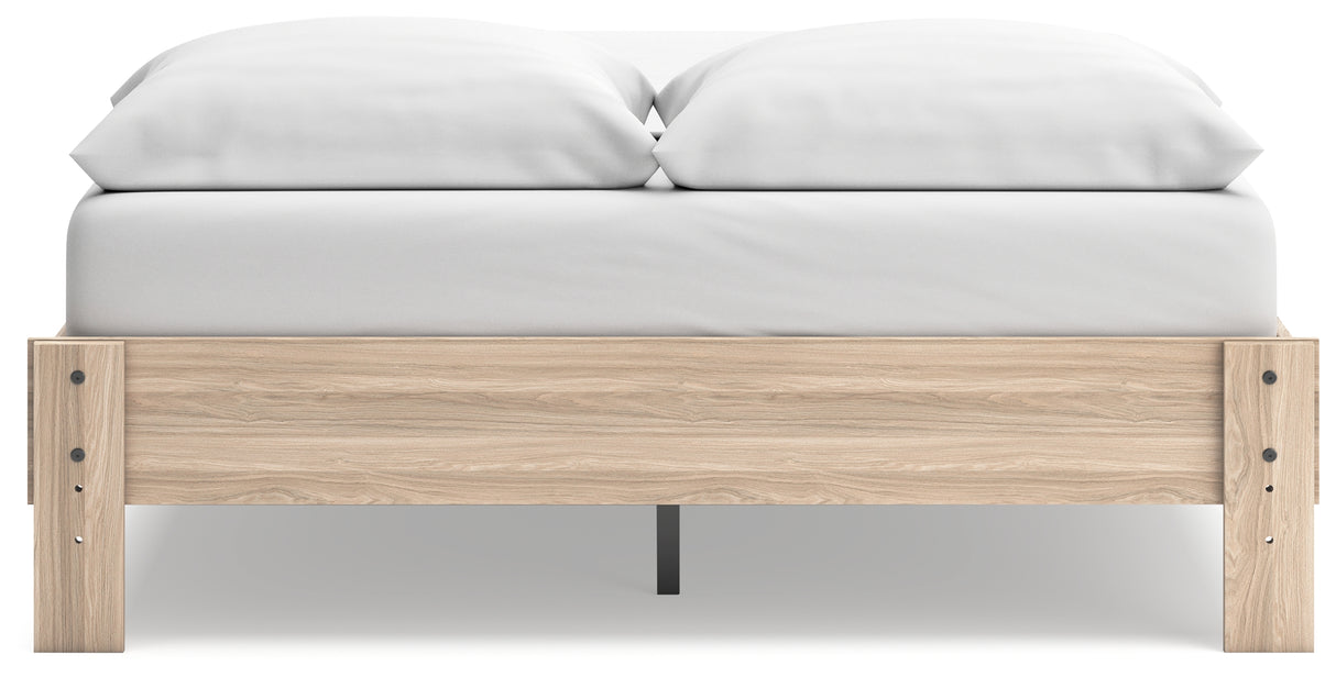 Battelle Tan Queen Platform Bed from Ashley - Luna Furniture