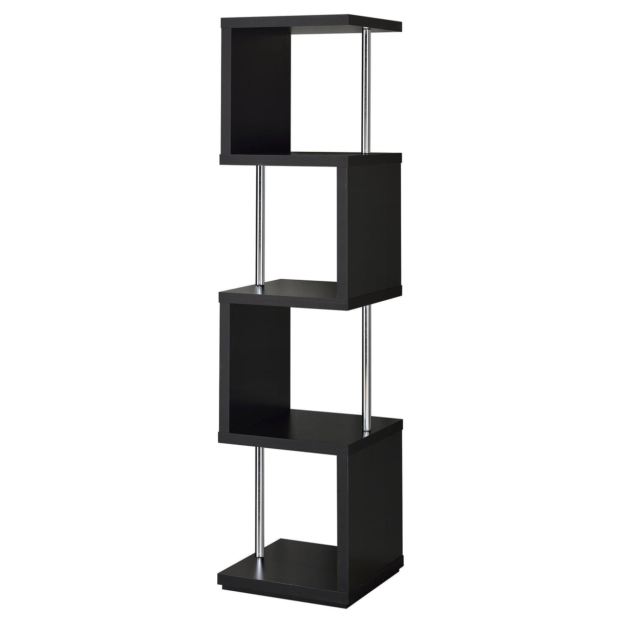 Baxter Black/Chrome 4-Shelf Bookcase from Coaster - Luna Furniture