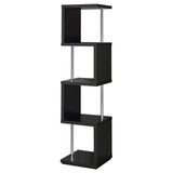 Baxter Black/Chrome 4-Shelf Bookcase from Coaster - Luna Furniture