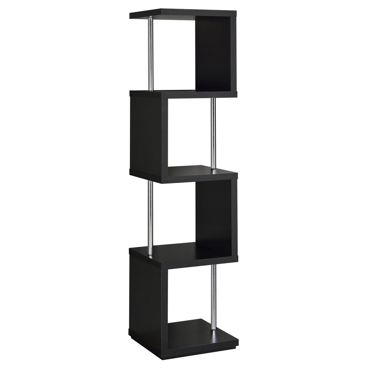 Baxter Black/Chrome 4-Shelf Bookcase from Coaster - Luna Furniture