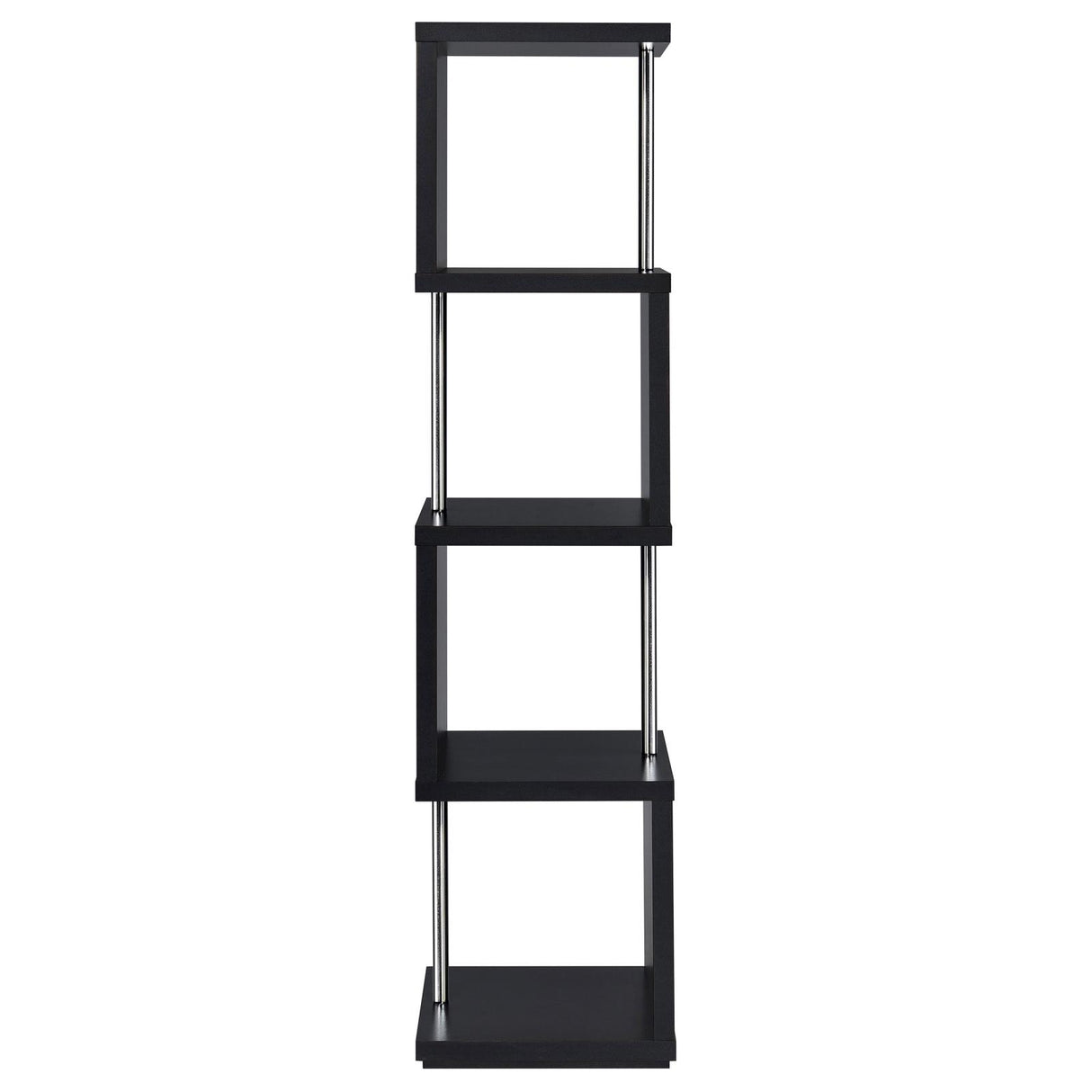 Baxter Black/Chrome 4-Shelf Bookcase from Coaster - Luna Furniture