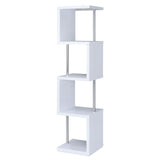 Baxter White/Chrome 4-Shelf Bookcase from Coaster - Luna Furniture