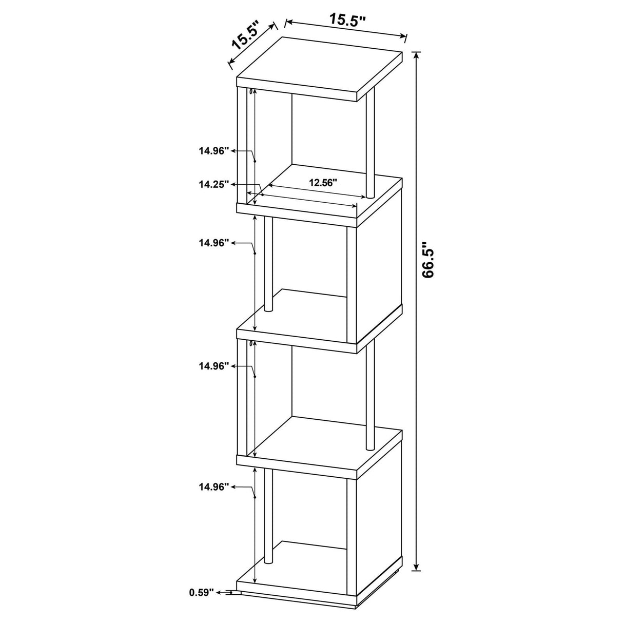 Baxter White/Chrome 4-Shelf Bookcase from Coaster - Luna Furniture