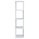 Baxter White/Chrome 4-Shelf Bookcase from Coaster - Luna Furniture