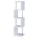 Baxter White/Chrome 4-Shelf Bookcase from Coaster - Luna Furniture