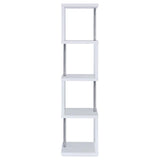 Baxter White/Chrome 4-Shelf Bookcase from Coaster - Luna Furniture