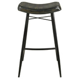 Bayu Leather Upholstered Saddle Seat Backless Bar Stool Antique Espresso and Black (Set of 2) from Coaster - Luna Furniture