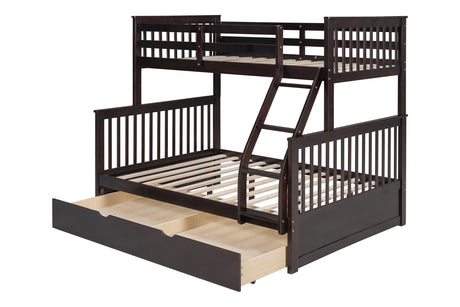 BB20 Espresso Twin/Full Trundle Bunk Bed from Happy Homes - Luna Furniture