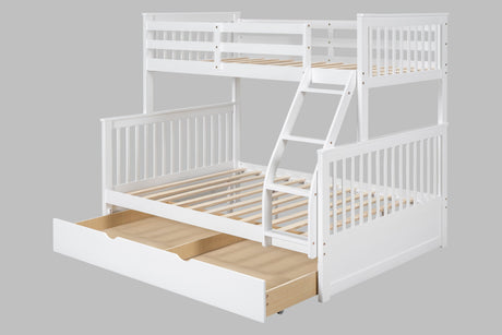 BB21 White Twin/Full Trundle Bunk Bed from Happy Homes - Luna Furniture