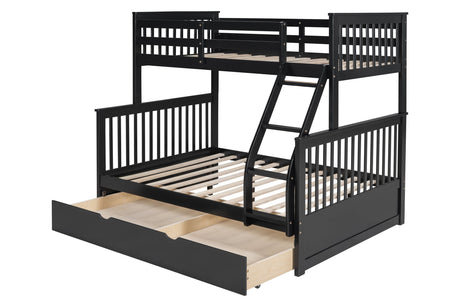 BB22 Black Twin/Full Trundle Bunk Bed from Happy Homes - Luna Furniture