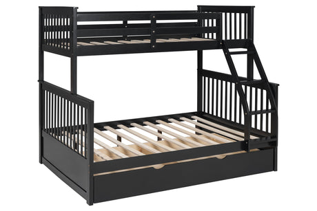 BB22 Black Twin/Full Trundle Bunk Bed from Happy Homes - Luna Furniture