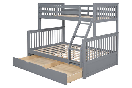 BB23 Twin/Full Bunk Bed w/Twin Trundle Gray - BB23 Gray - Luna Furniture