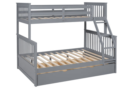 BB23 Twin/Full Bunk Bed w/Twin Trundle Gray - BB23 Gray - Luna Furniture