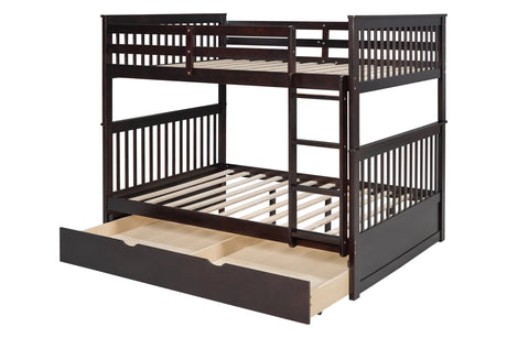 BB30 Full/Full Bunk Bed w/Twin Trundle Espresso - BB30 ESPRESSO - Luna Furniture