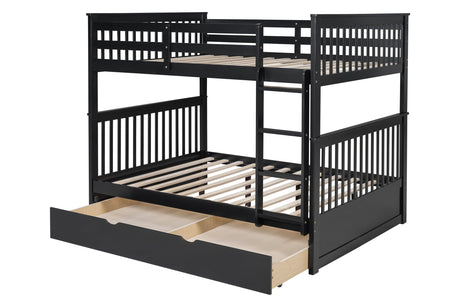 BB32 Full/Full Bunk Bed w/Twin Trundle Black - BB32 BLACK - Luna Furniture