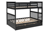 BB32 Full/Full Bunk Bed w/Twin Trundle Black - BB32 BLACK - Luna Furniture