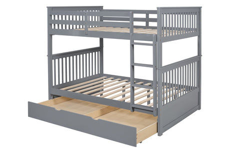 BB33 Full/Full Bunk Bed w/Twin Trundle Gray - BB33 GRAY - Luna Furniture