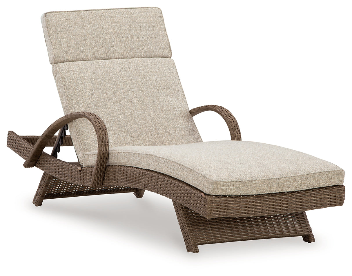 Beachcroft Beige Outdoor Chaise Lounge with Cushion - P791-815 - Luna Furniture