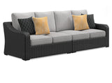 Beachcroft Black/Light Gray 2-Piece Outdoor Loveseat with Cushion - P792-854 - Luna Furniture