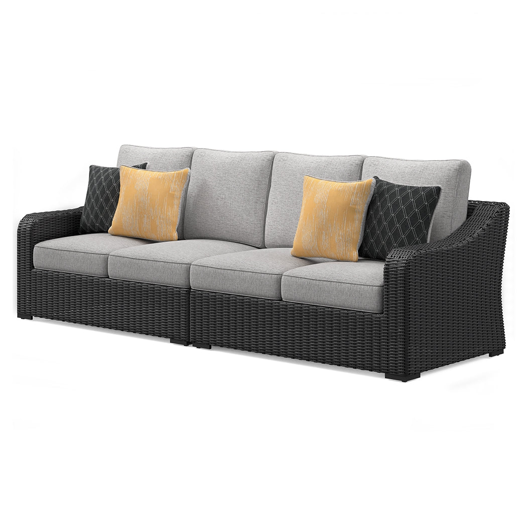 Beachcroft Black/Light Gray 2-Piece Outdoor Loveseat with Cushion - P792-854 - Luna Furniture