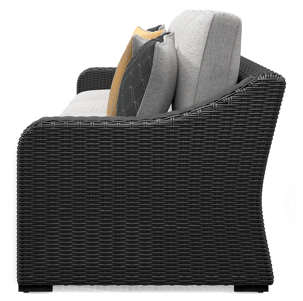 Beachcroft Black/Light Gray 2-Piece Outdoor Loveseat with Cushion - P792-854 - Luna Furniture