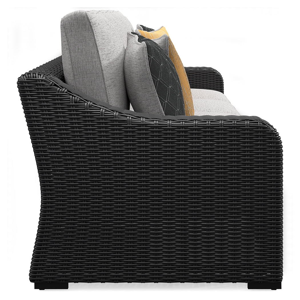 Beachcroft Black/Light Gray 2-Piece Outdoor Loveseat with Cushion - P792-854 - Luna Furniture