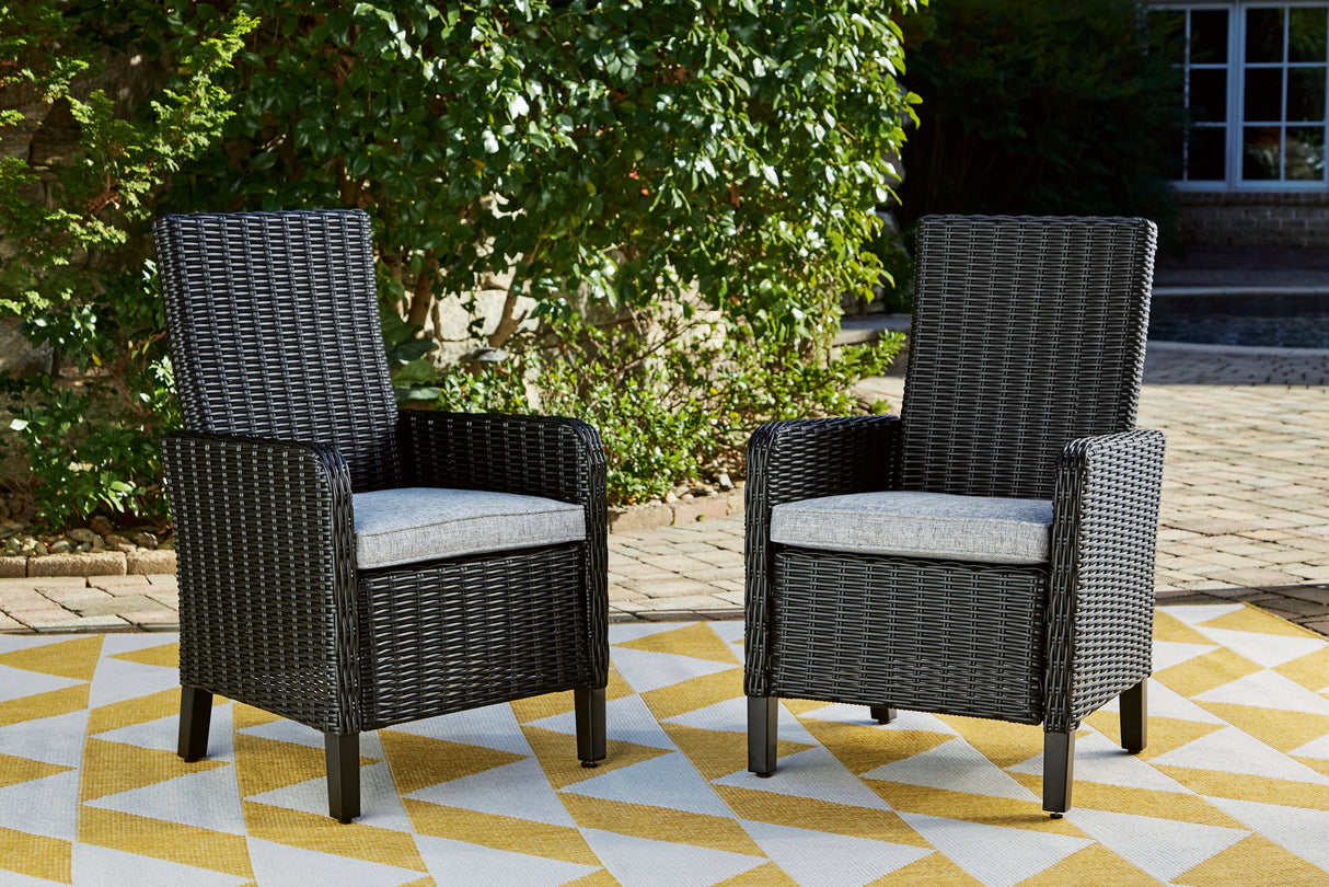 Beachcroft Black/Light Gray Outdoor Arm Chair with Cushion (Set of 2) - P792-601A - Luna Furniture