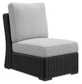 Beachcroft Black/Light Gray Outdoor Armless Chair with Cushion - P792-846 - Luna Furniture