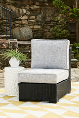 Beachcroft Black/Light Gray Outdoor Armless Chair with Cushion - P792-846 - Luna Furniture