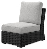 Beachcroft Black/Light Gray Outdoor Armless Chair with Cushion - P792-846 - Luna Furniture