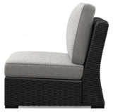 Beachcroft Black/Light Gray Outdoor Armless Chair with Cushion - P792-846 - Luna Furniture