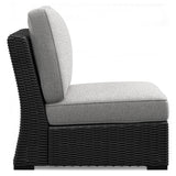 Beachcroft Black/Light Gray Outdoor Armless Chair with Cushion - P792-846 - Luna Furniture