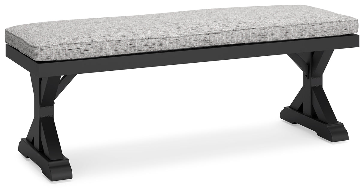 Beachcroft Black/Light Gray Outdoor Bench with Cushion - P792-600 - Luna Furniture