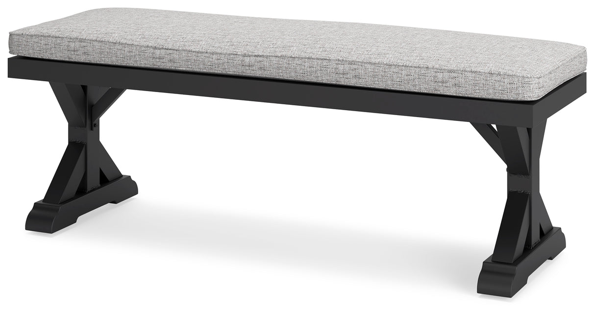 Beachcroft Black/Light Gray Outdoor Bench with Cushion - P792-600 - Luna Furniture