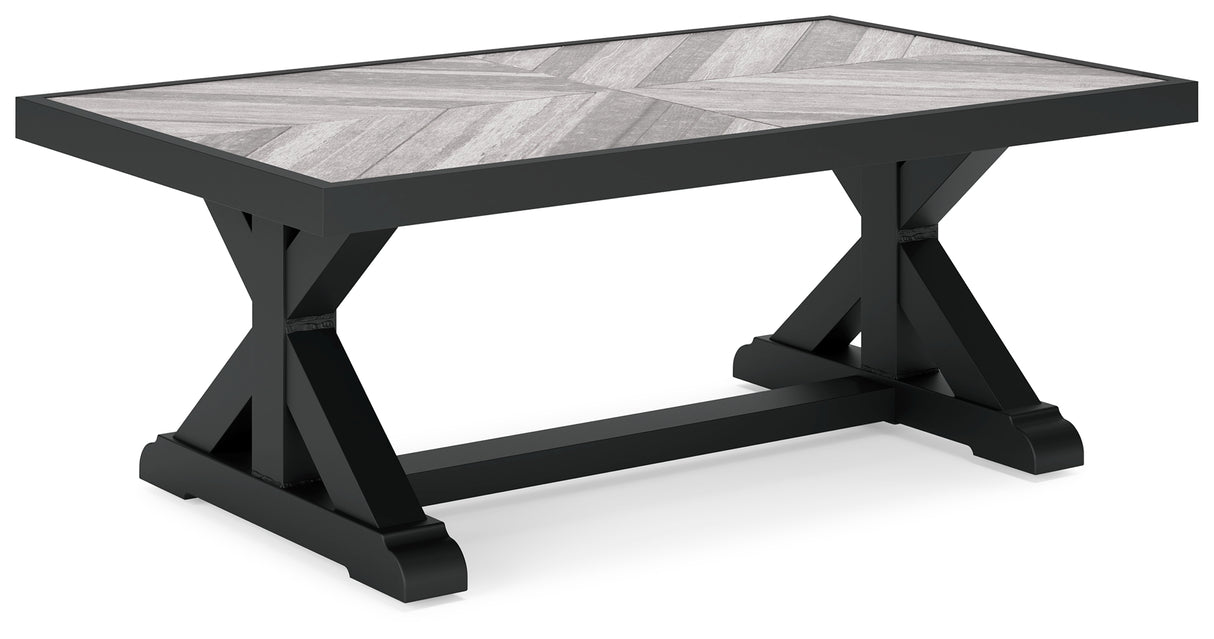 Beachcroft Black/Light Gray Outdoor Coffee Table - P792-701 - Luna Furniture