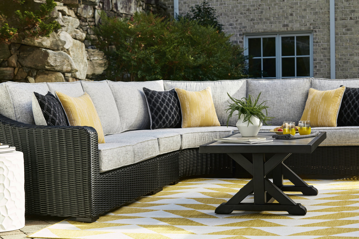 Beachcroft Black/Light Gray Outdoor Coffee Table - P792-701 - Luna Furniture