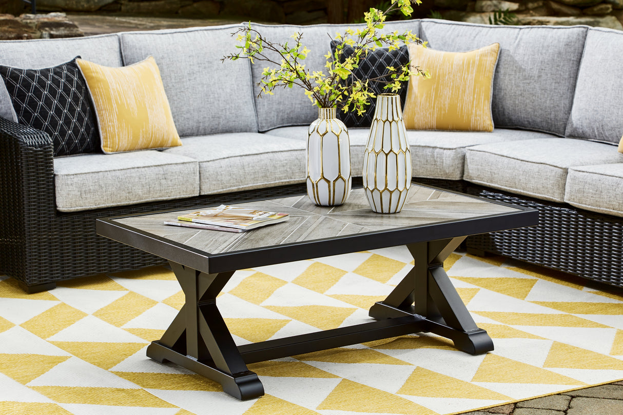 Beachcroft Black/Light Gray Outdoor Coffee Table - P792-701 - Luna Furniture