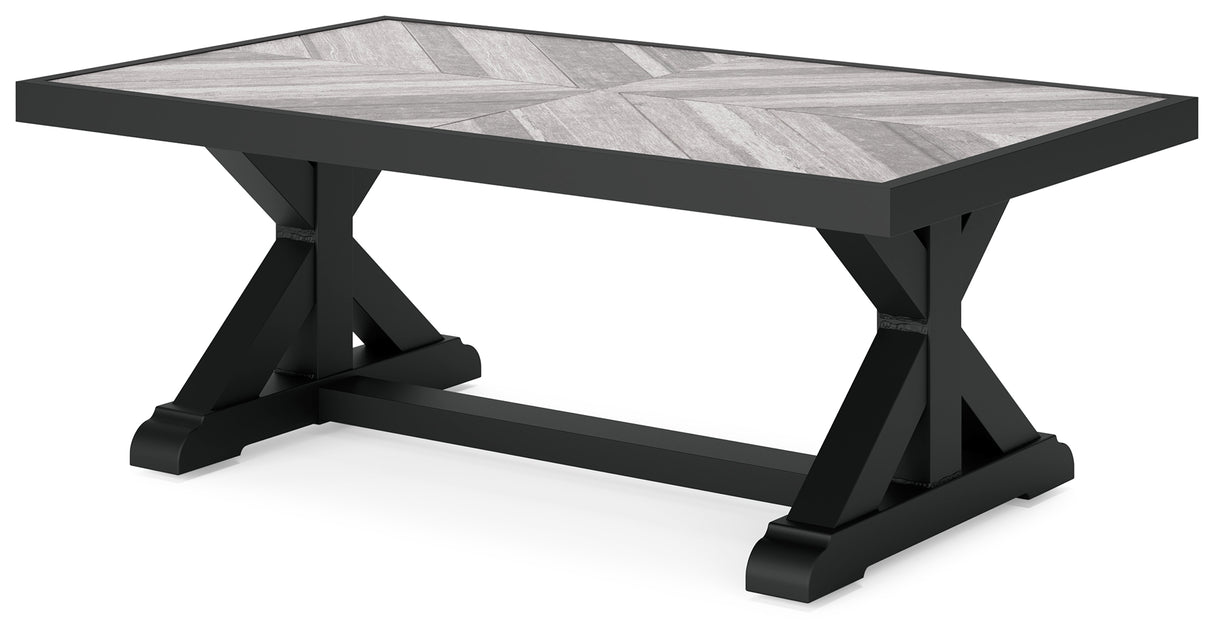 Beachcroft Black/Light Gray Outdoor Coffee Table - P792-701 - Luna Furniture