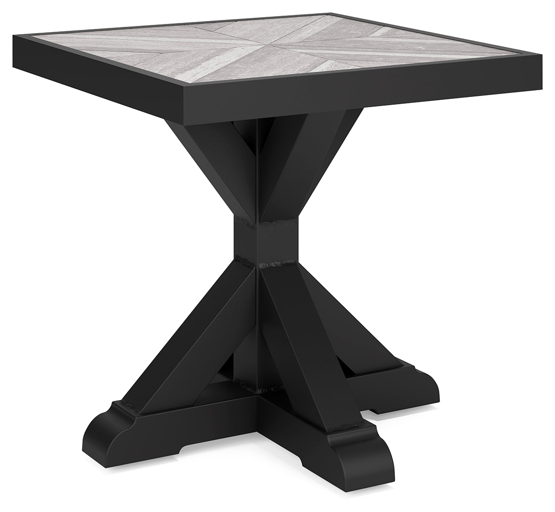 Beachcroft Black/Light Gray Outdoor End Table - P792-702 - Luna Furniture