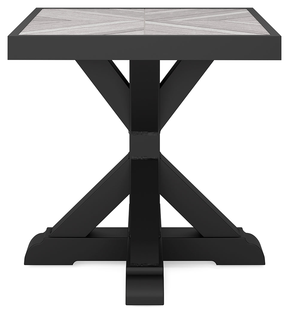 Beachcroft Black/Light Gray Outdoor End Table - P792-702 - Luna Furniture