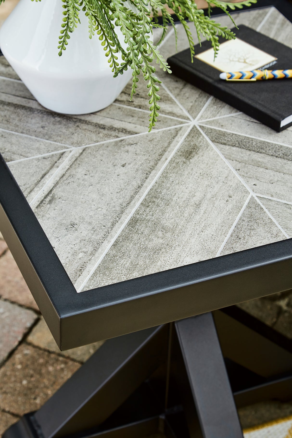 Beachcroft Black/Light Gray Outdoor End Table - P792-702 - Luna Furniture