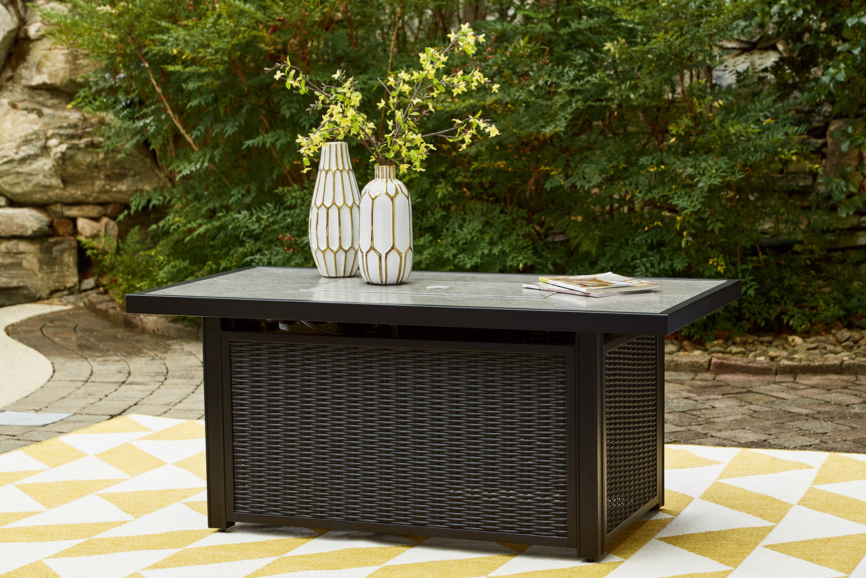 Beachcroft Black/Light Gray Outdoor Fire Pit Table - P792-773 - Luna Furniture