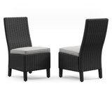 Beachcroft Black/Light Gray Outdoor Side Chair with Cushion (Set of 2) - P792-601 - Luna Furniture