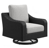 Beachcroft Black/Light Gray Outdoor Swivel Lounge with Cushion - P792-821 - Luna Furniture