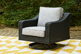 Beachcroft Black/Light Gray Outdoor Swivel Lounge with Cushion - P792-821 - Luna Furniture